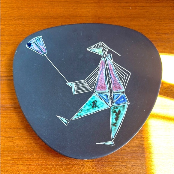 Abstract handcrafted, Italian decorative plate highly collectible, Art pottery - Picture 1 of 4
